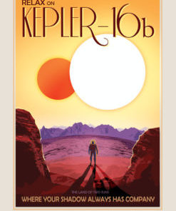 Retro Space Tourism Poster: Kepler-16b